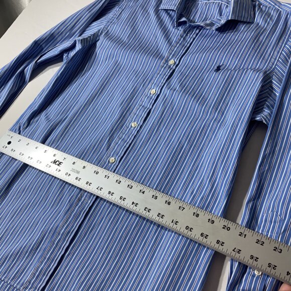 Polo Ralph Lauren Mens Slim Fit Blue/White Striped Dress Shirt 16.5 34/35 Large - Picture 6 of 7